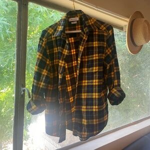 Urban Outfitters Oversized Yellow and Black Flannel